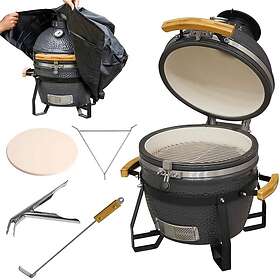dellonda Deluxe Kamado Style BBQ Grill/Oven/Smoker, Ceramic 16"(40cm), with Acce