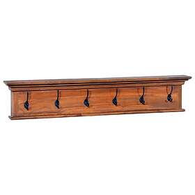vidaXL Väggmonterad hylla med krokar 100x10x20 cm massiv teak 289064