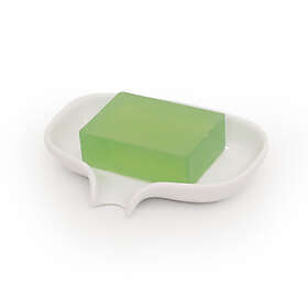 Bosign Tvålkopp Vit Porslin Tvålfat med avrinningspip -Vit. 13.5x10.5x2.5 cm cm.