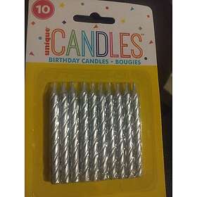 Unique Party Tårtljus Silver Vridna 10-pack