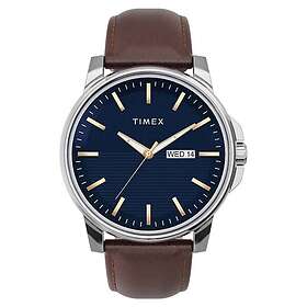 Timex TW2V79200 Men's Dress Blue Dial Brown Leather Strap Watch