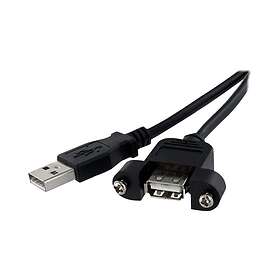 Black StarTech.com 1 ft Panel Mount USB Cable A to A F/M USB extension cable USB