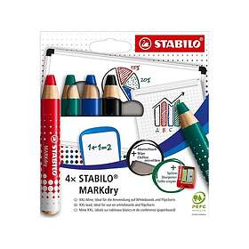 Stabilo Markdry Art Pencils 5 Styck Svart Blå Grön Röd Multifärg Rund Trä 1 Cm