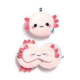 Adoramals Relaxeazzz Maddie The Axolotl Travel Pillow & Eye Mask (Pink)