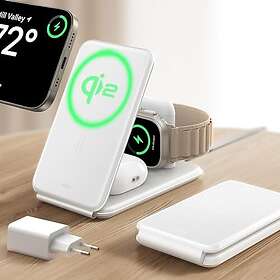 ESR Qi2 3-in-1 Wireless Charger for Apple, 15W MagSafe Travel Charger
