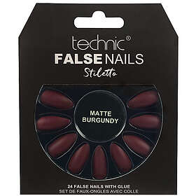 Technic Cosmetics Stiletto False Nails Matte Burgundy 24 st