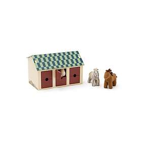 Kid's Concept Horse Stable Toy Playset 1001047-Brown-OS