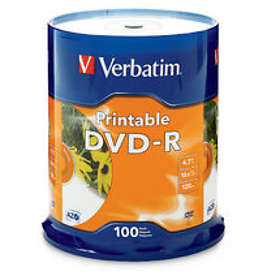 Verbatim DVD-R 4.7GB 16x 100-pack Cakebox Inkjet