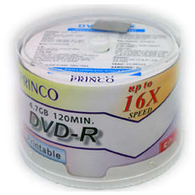 Princo DVD-R 4.7GB 16x 50-pack Cakebox Inkjet