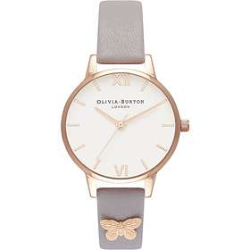 Olivia Burton Women's Embellished Watch - White Dial, Leather Strap, Stainless Steel Case (Quartz)