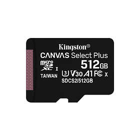 Kingston Canvas Select Plus microSDXC Class 10 UHS-I U3 V30 A1 100/85MB/s 512GB