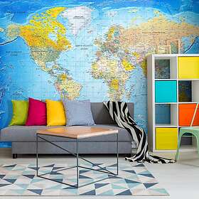Arkiio Fototapet Självhäftande World Classic Map fototapet 245x175