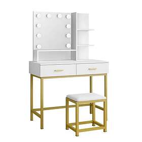 Maxkon Dressing Table Vanity Makeup Desk 10 LED Lighted Mirror with Stool 2 Draw
