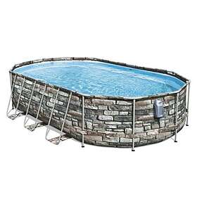 Bestway Oval Above Ground Swimming Pool Portable Backyard Kit LED 61x366x122cm
