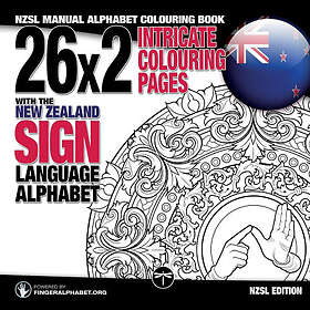 SiGN Legendarymedia Fingeralphabet Org (Other) 26x2 Intricate Colouring Pages with the Australian Language Alphabet: AUSLAN Manual Alphabet 